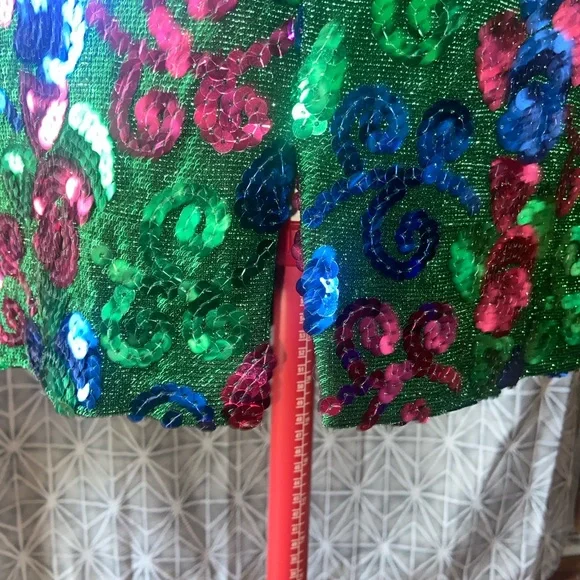 ⚜️ Mardi Gras Vintage 80s Sequined Dress - Picture 8 of 11